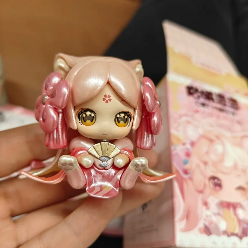 Estatueta de gato fofa, presente de aniversário para meninas, gato berry, nianai, pequeno gato, série de companheiro, caixa cega, brinquedos colecionáveis da moda, presente