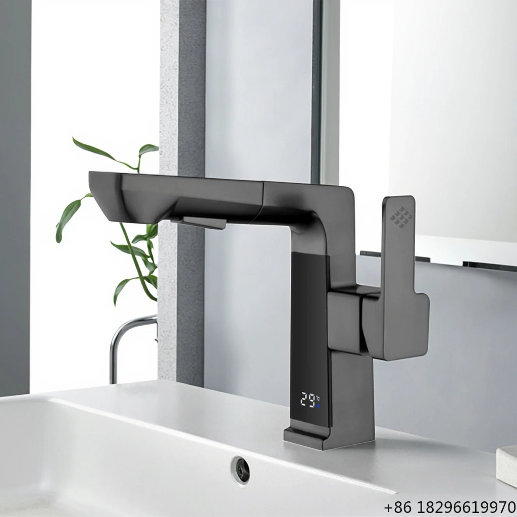 

cUPC Brass Touchless Waterfall Bathroom Faucet 2-Handle 3-Hole with Drain System