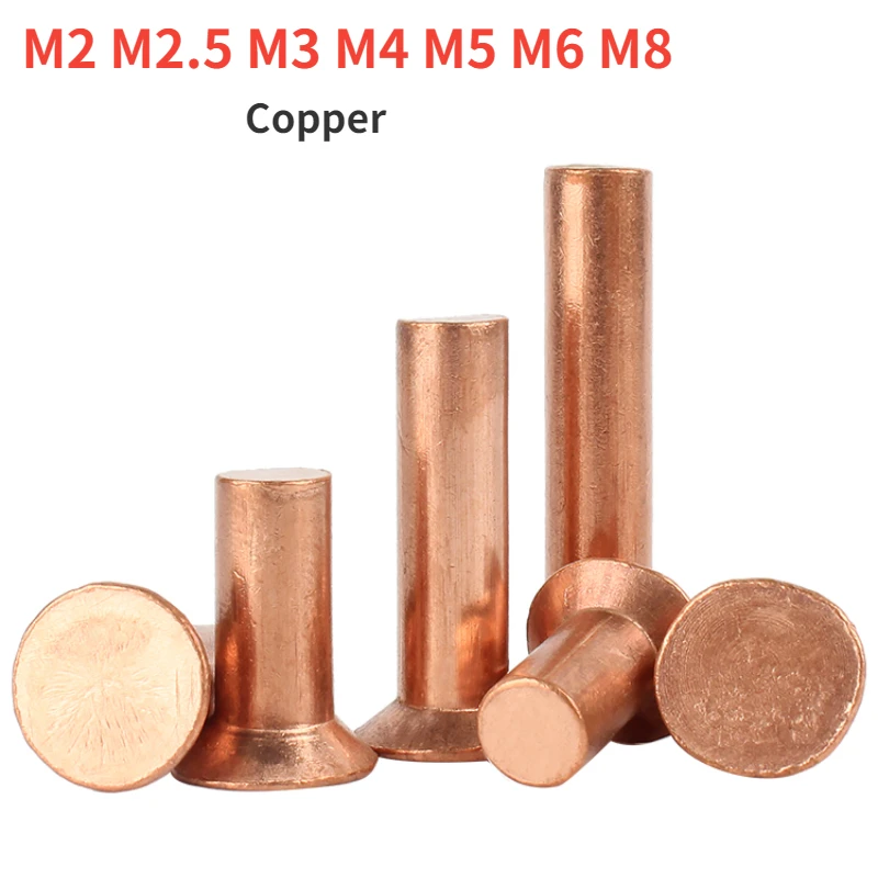 M2 M2.5 M3 M4 M5 M6 M8 Solid Copper Rivets Countersunk Head Self-plugging Rivet GB869 DIN661