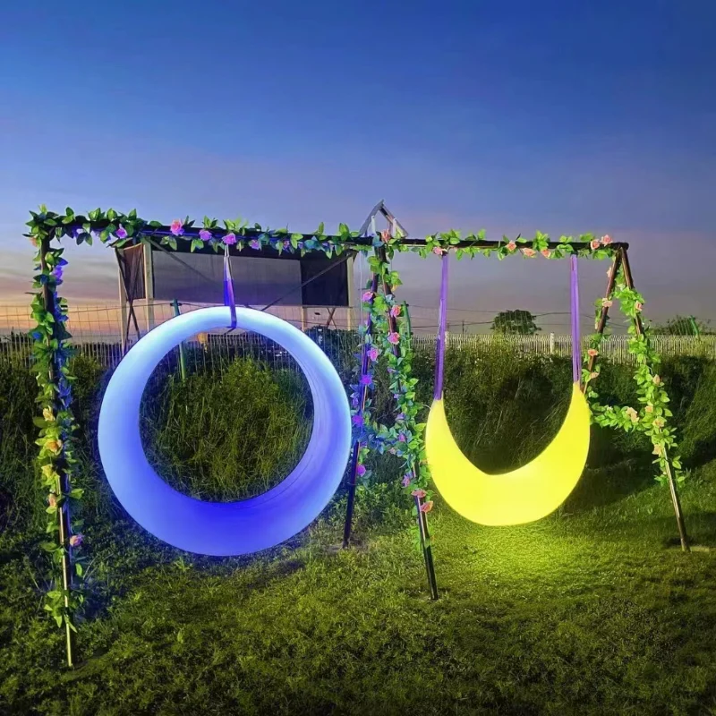 Luminous moon swing outdoor courtyard outdoor hanging ring leisure base clock in round adult swing