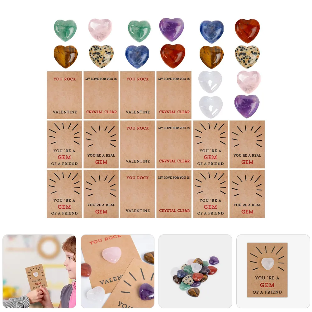 

1Set Valentine's Day Kids Exchange Cards with Heart Crystals Touching Messages Classroom Valentines Party Favors Bulk Gift Cards