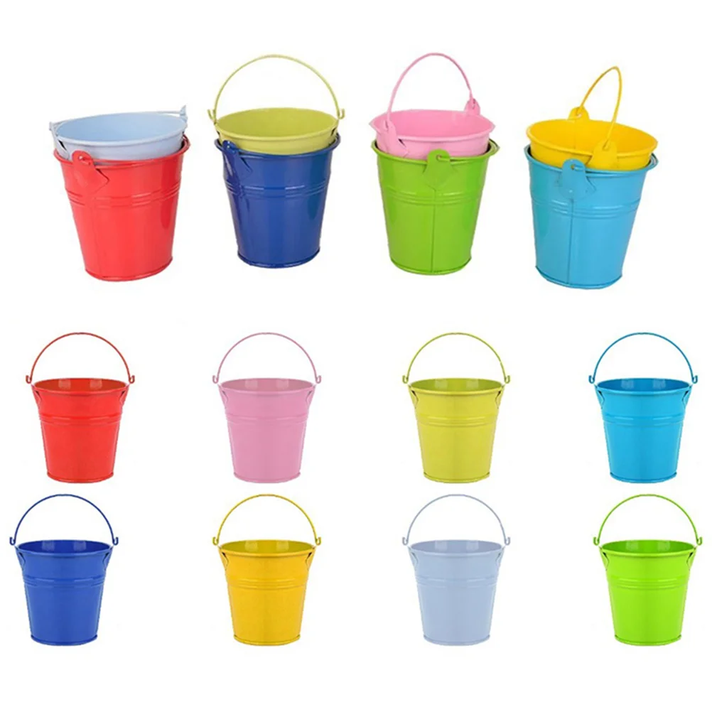 6 Pcs Flower Pots Balcony Garden Wall Planters Iron Hanging Bucket Vase Metal Buckets