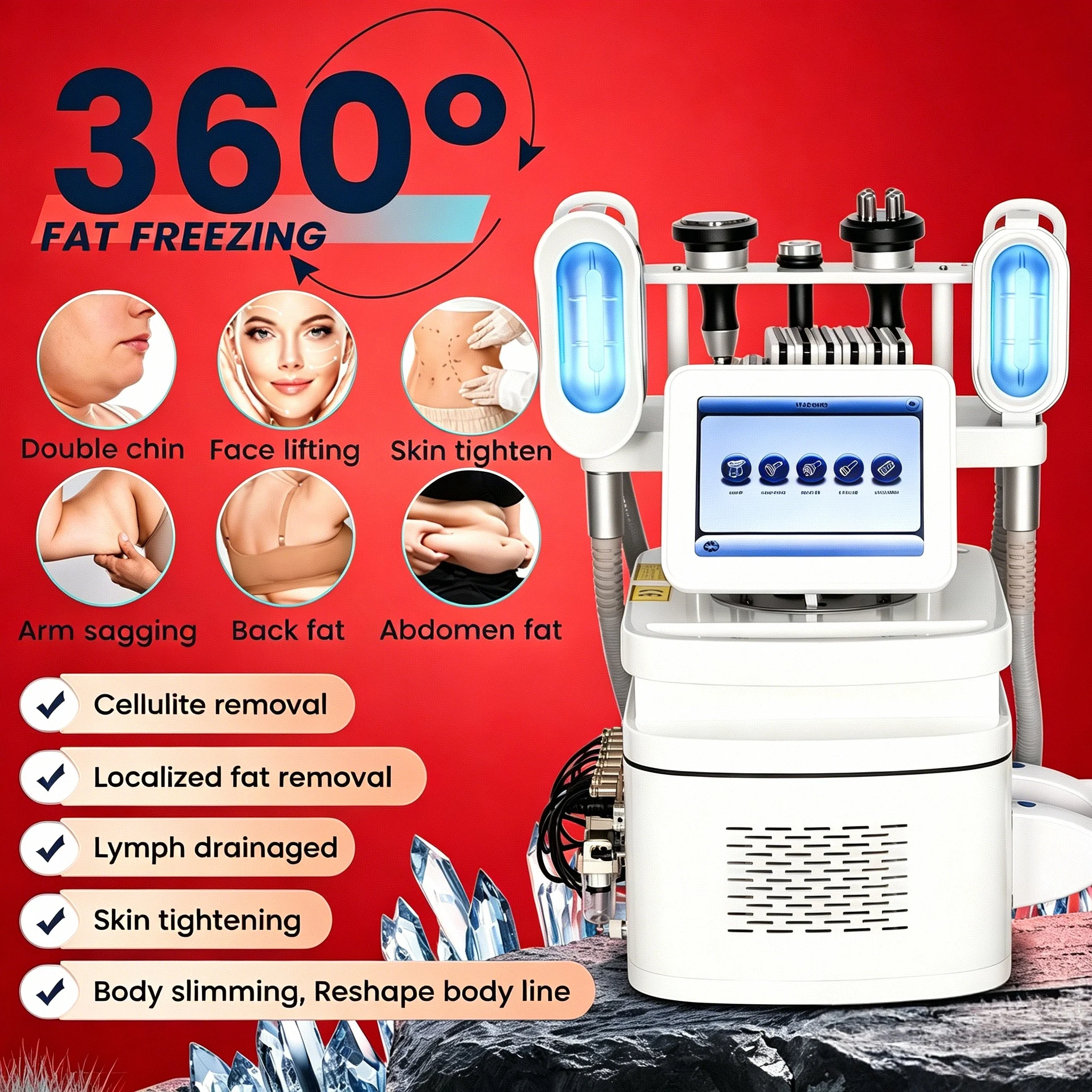360° Cooling Sculpting Body Slimming For Effective Weight Loss Fat Freezing Cellulite Removal With Vacuum Cavitation System