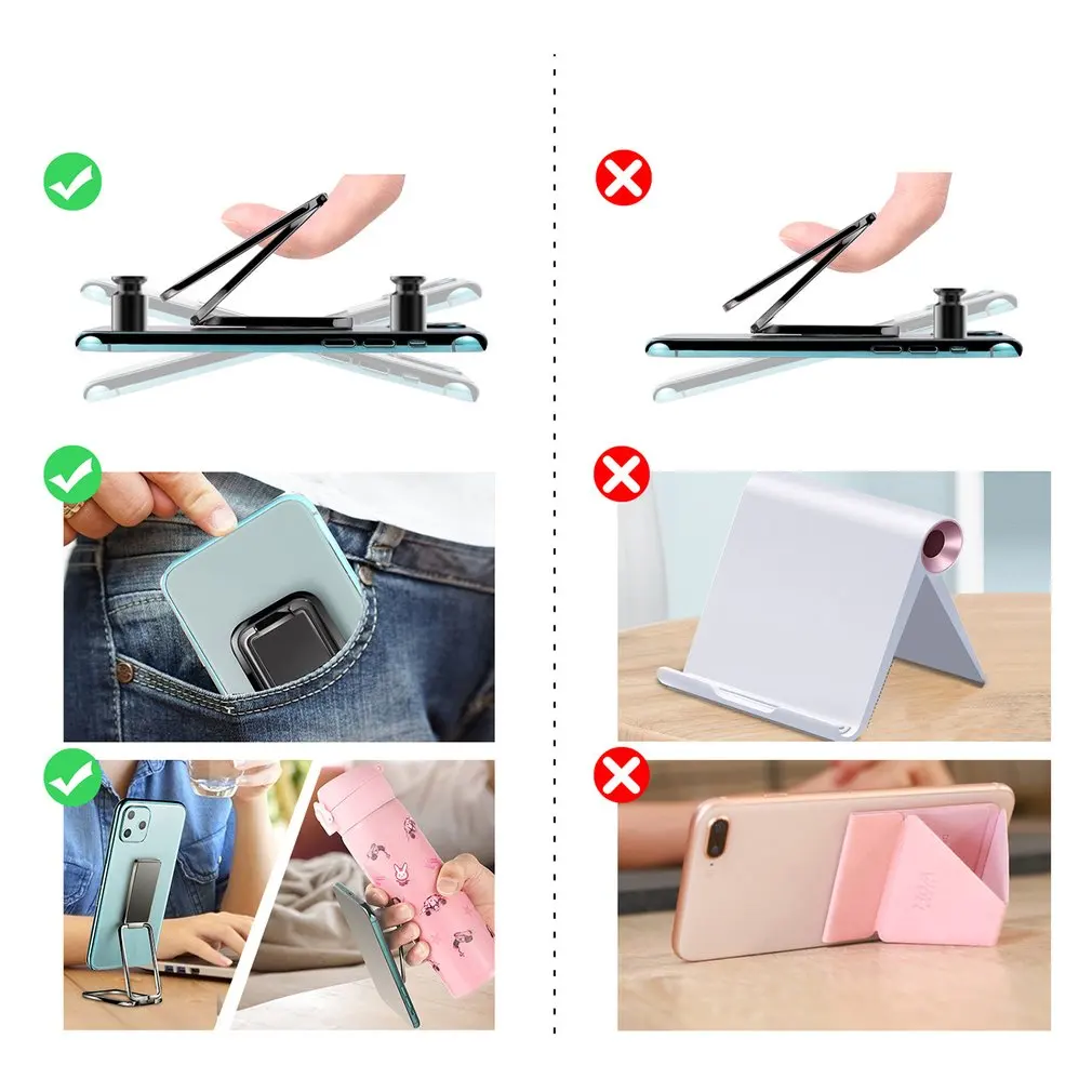 360 Rotation Mobile Phone Foldable Stand Back Ultra Thin Phone Ring Holder Desk Metal Finger Kickstand Home Office Accessories