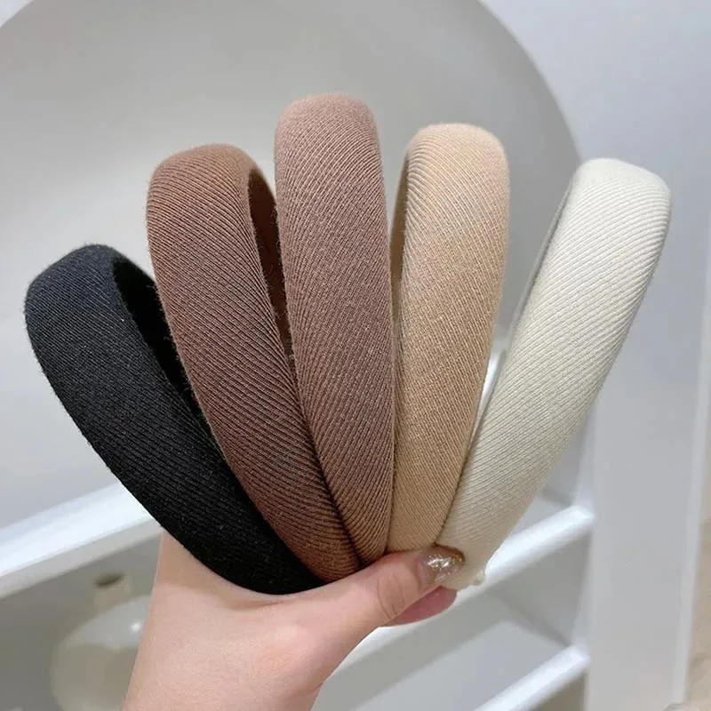 

Fashion Padded Headbands For Women Wide Velvet Bezel Hair Band Hair Hoop Girl Sponge Thick Solid Color Hair Accessories Headwear