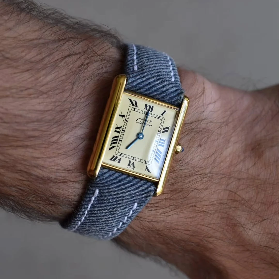 18mm 20mm 22mm Waterproof Denim Watch Strap Fit For Cartier Tank Patek Philippe Calatrava Fine Quality Watch Bandm