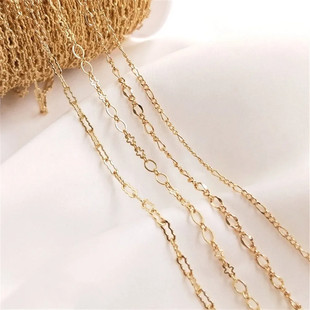 

14K Gold Plated Figaro loose peanut cloud chain DIY jewelry glasses chain decorative