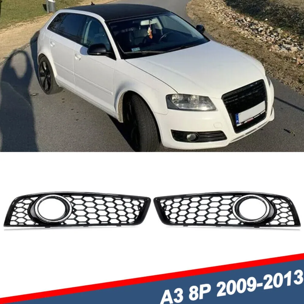 

Chrome+Black Front Honeycomb Mesh Fog Light Grille Cover For Audi A3 8P 2009-2013 United States