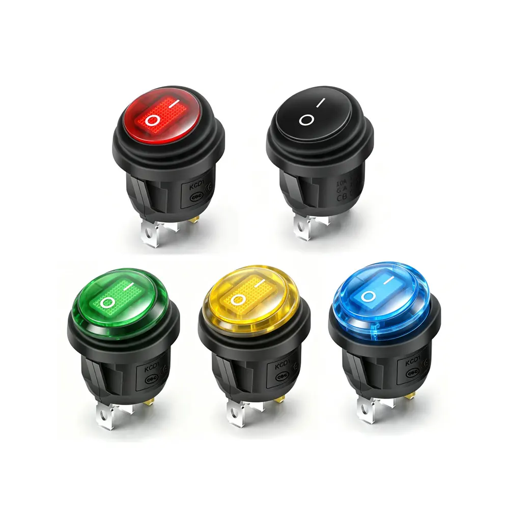1pcs 20mm on / off SPST Round waterproof boat LED rocker switchlight 12V 24V 110V 220V power button switch on off тумблер лодка