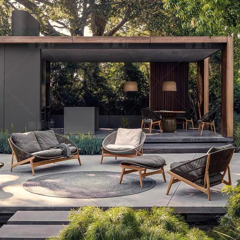 Leisure outdoor rattan courtyard garden sofa villa terrace outdoor coffee table combination