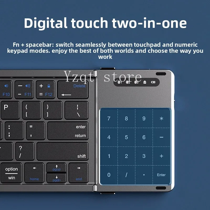 Keyboard, mouse, trackpad, Bluetooth triple folding portable set, suitable for mobile phones and tablets
