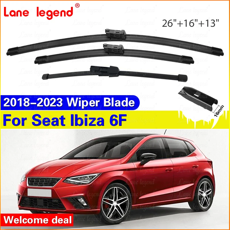 3Pcs LHD Front Rear Wiper Blades For Seat Ibiza 6F 2018 - 2023 Windshield Windscreen Window Rain Brush 26