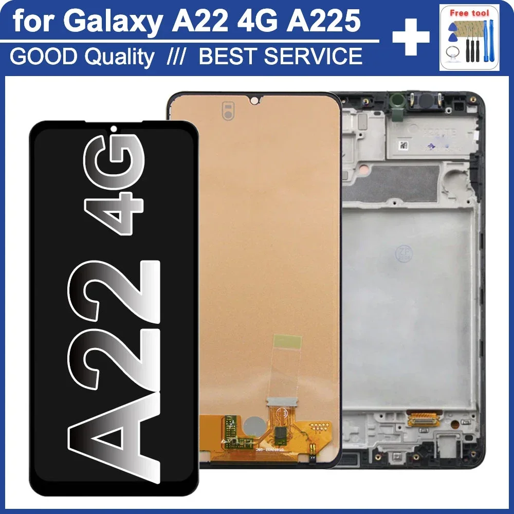 Новый протестированный дисплей для Samsung Galaxy A22 4G, сменный сенсорный ЖК-экран для Samsung A22, экран дисплея A225F SM-A225M