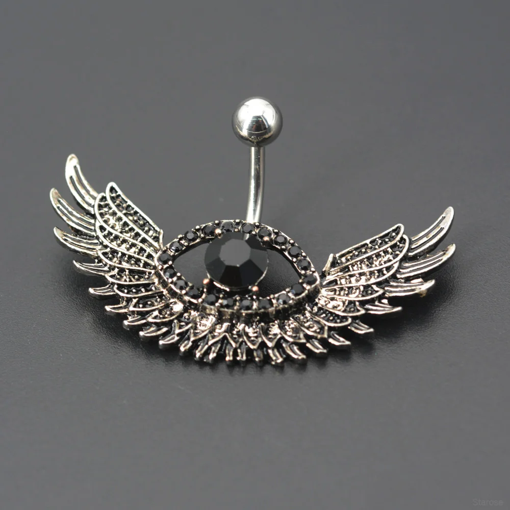 Starose 1 قطعة 1.6x10 مللي متر 14 جرام بار العصرية النسر الجناح ثقب البطن الفولاذ المقاوم للصدأ السرة البطن زر خواتم النساء ثقب السري