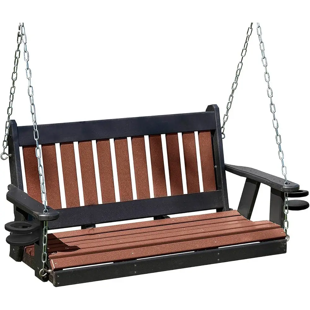 

Качели из полимерной древесины Amish-Crafted 5T с подстаканниками, грузоподъемность 450 кг, материал HDPE, фурнитура из нержавеющей стали для улицы