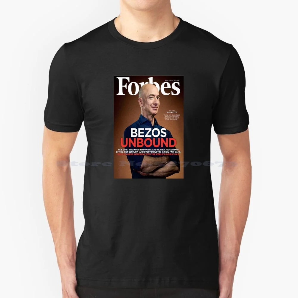 Jeff Bezos-Forbes Magazine T Shirt 100% Cotton Tee Jeff Bezos Forbes Business Ecommerce Magazine Rich Invest Famous Money