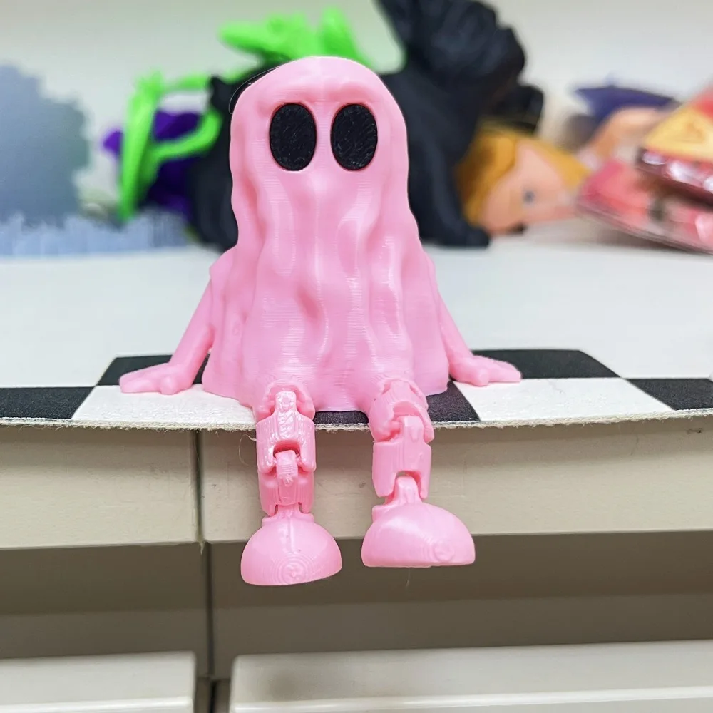 Simpatico mini ornamento fantasma stampato in 3D PLA dipinto a mano Fantasma Fidget Giunti mobili Statua fantasma Decorazione festa di Halloween