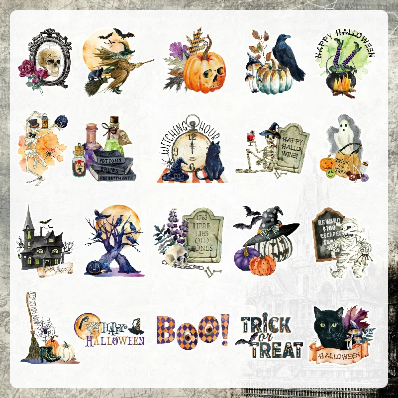 KLJUYP 40pcs Halloween Stickers Die Cuts Sticker Collection Kit for Scrapbooking Planner/Card Making/Journaling Project