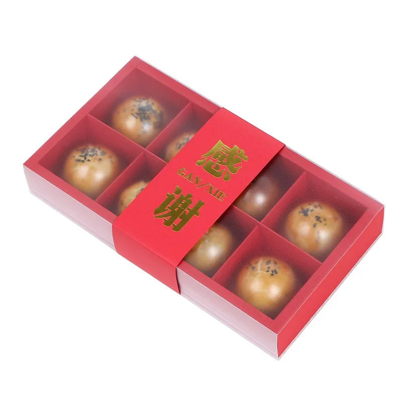 5Pcs 8 Grid Transparent Frosted Cover Egg Yolk Pastry Boxes Mooncake Party Gift Packaging For Small Businesses