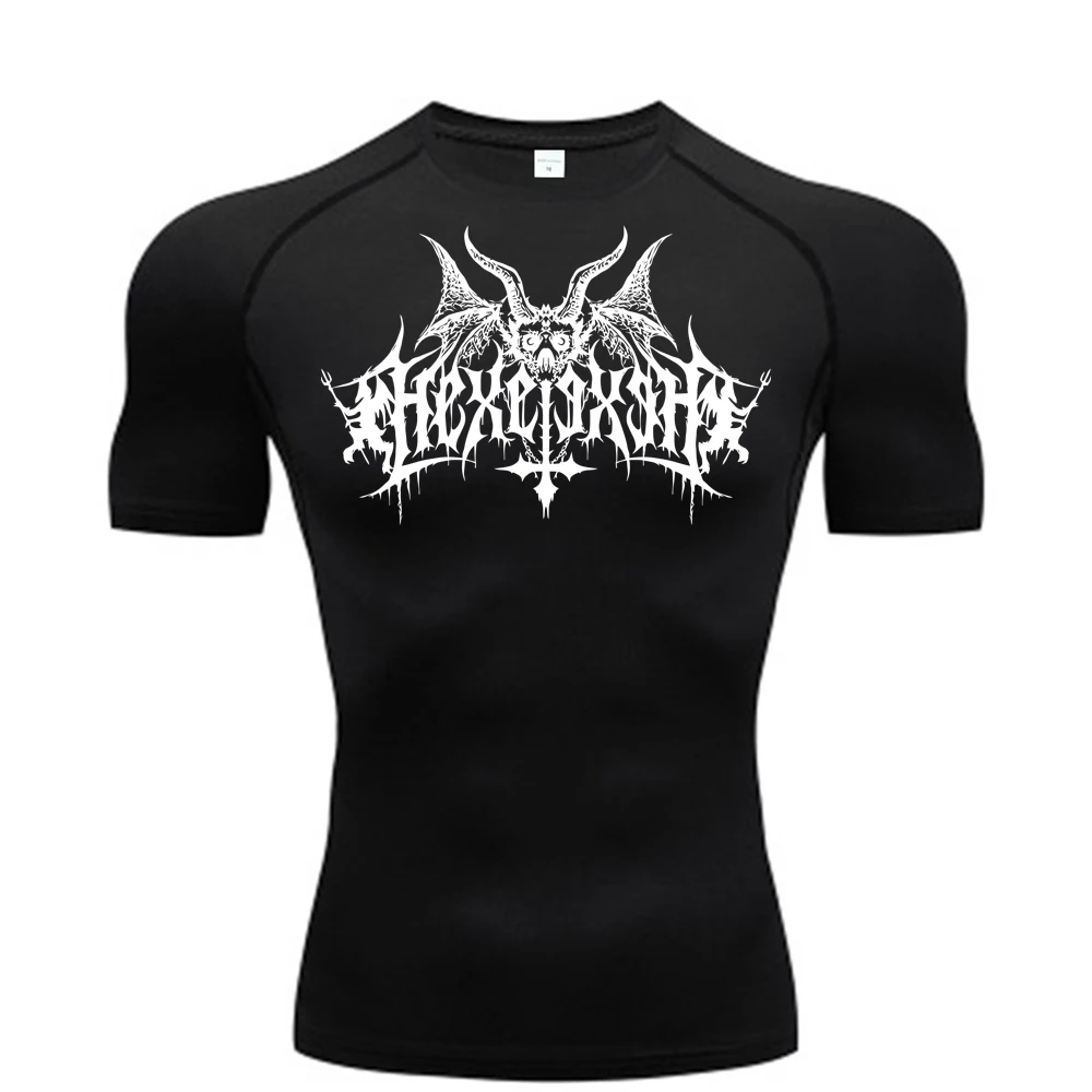 

Новая компрессионная футболка с принтом черепа летучей мыши для мужчин, летняя футболка с короткими рукавами для защиты от высыпаний, футболка для тренировок в тренажерном зале, спортивная майка, топ