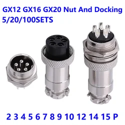 5 Set GX12/GX16/GX20 Gold-plated Aviation Plug Socket 2/3/4/5/6/7/8/9/10/12/14/15Pin Male Female Soldering Industrial Connectors