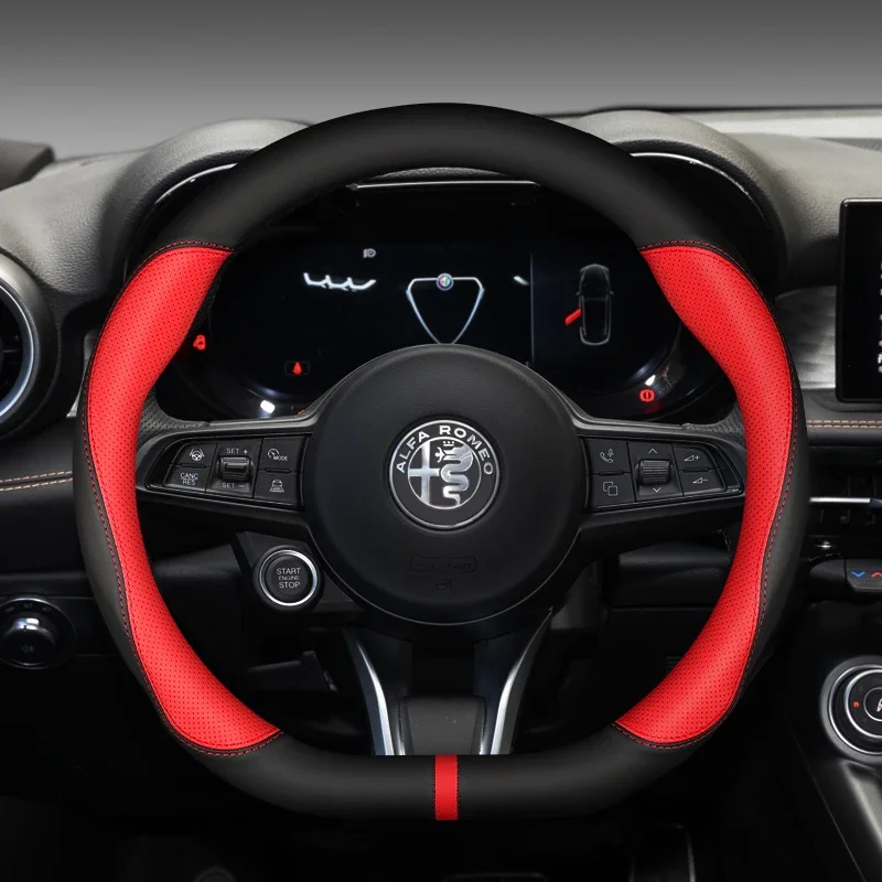 Carbon Fiber Car Steering Wheel Cover Non-Slip,  For Alfa Romeo Giulia 2016-2020 Stelvio 2017 2018 2019-2020 Car Accessories