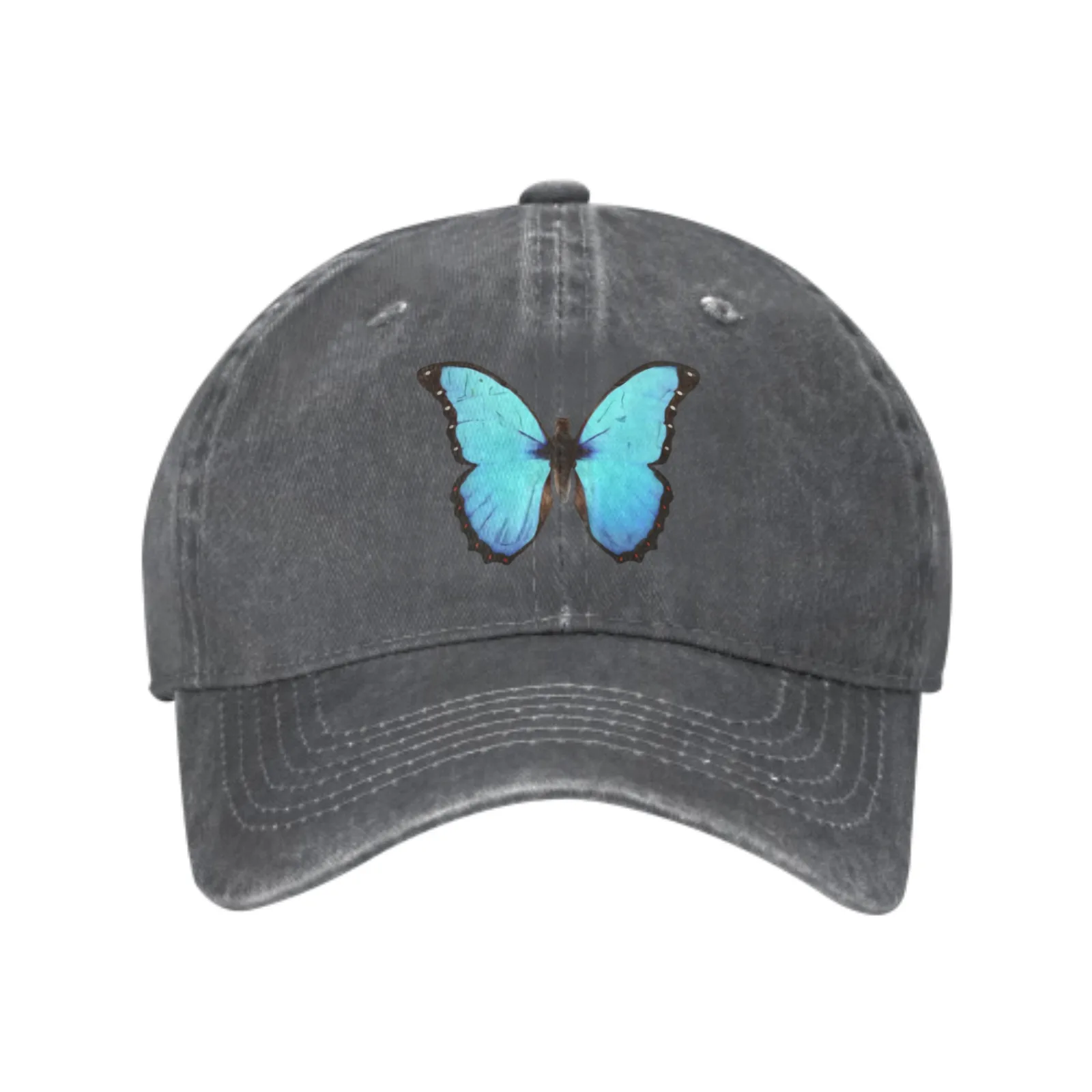 

Blue Butterfly Denim Baseball Caps for Men Women Adjustable Fashion Casual Trucker Hats for Outdoor Fishing Activities