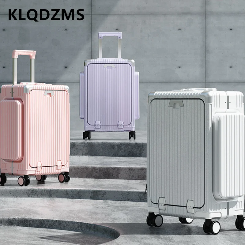 KLQDZMS Women's Suitcase Front Opening Laptop Boarding Case Men's Multifunctional Trolley Case 20