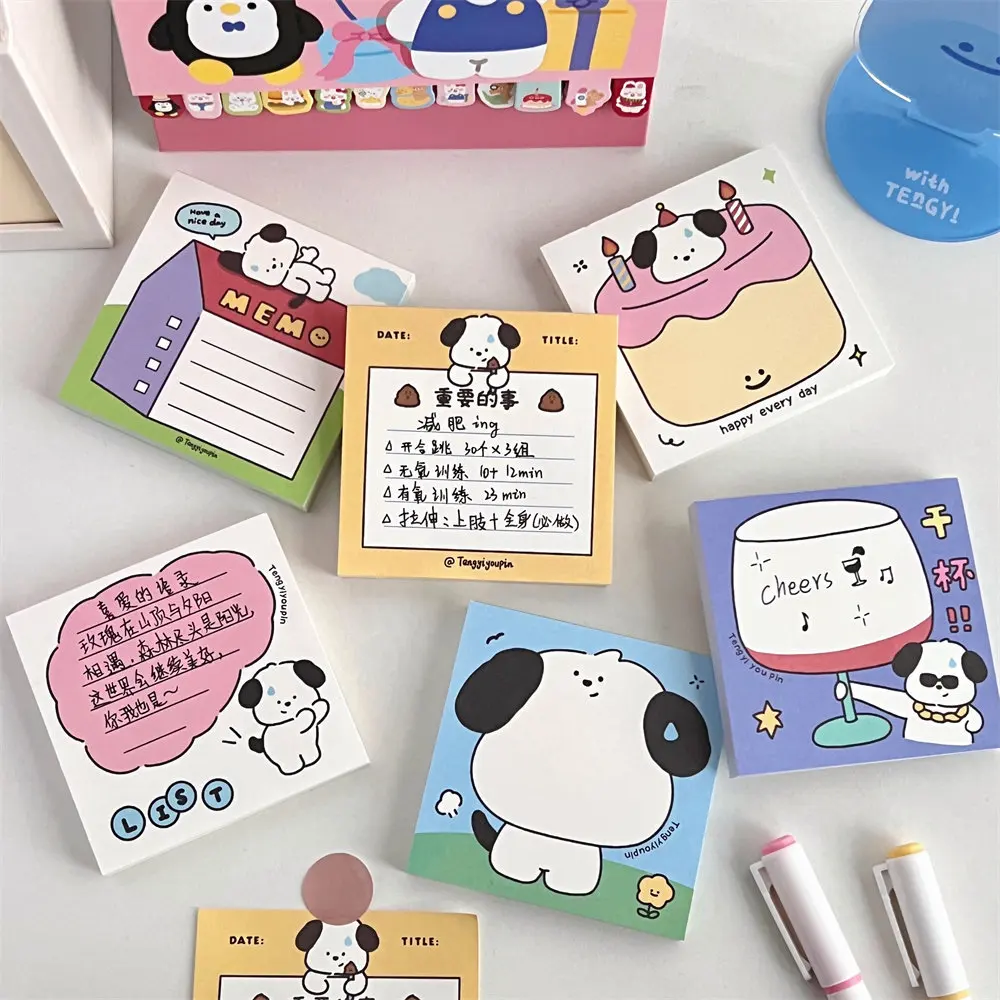 80 Sheets Cute Cartoon Dog Memo Pad Kawaii Sticky Notes Girl Diary DIY Decorative Scheduler Paper To Do List