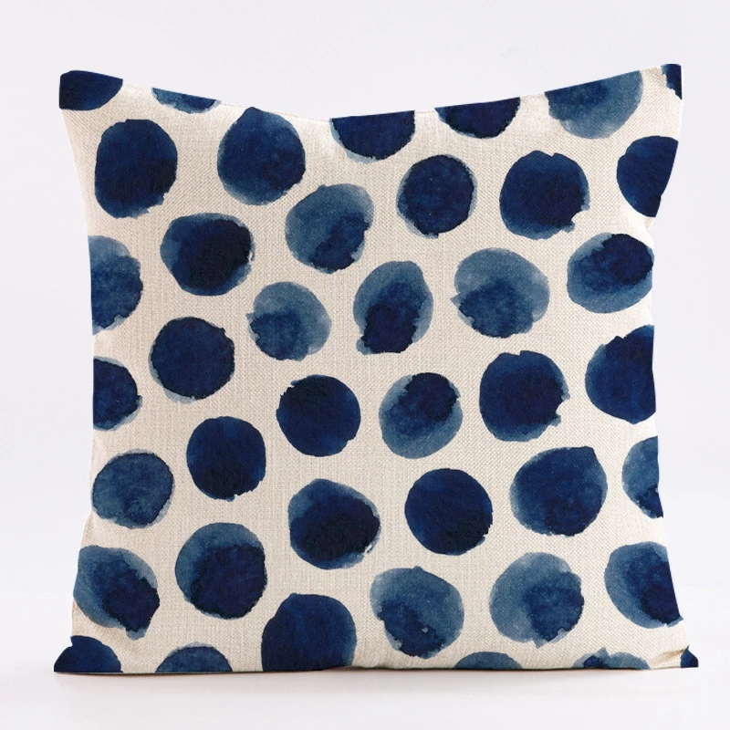 

Blue geometric abstract pattern throw pillow cover with short plush print for living room sofa decoration cushion cover