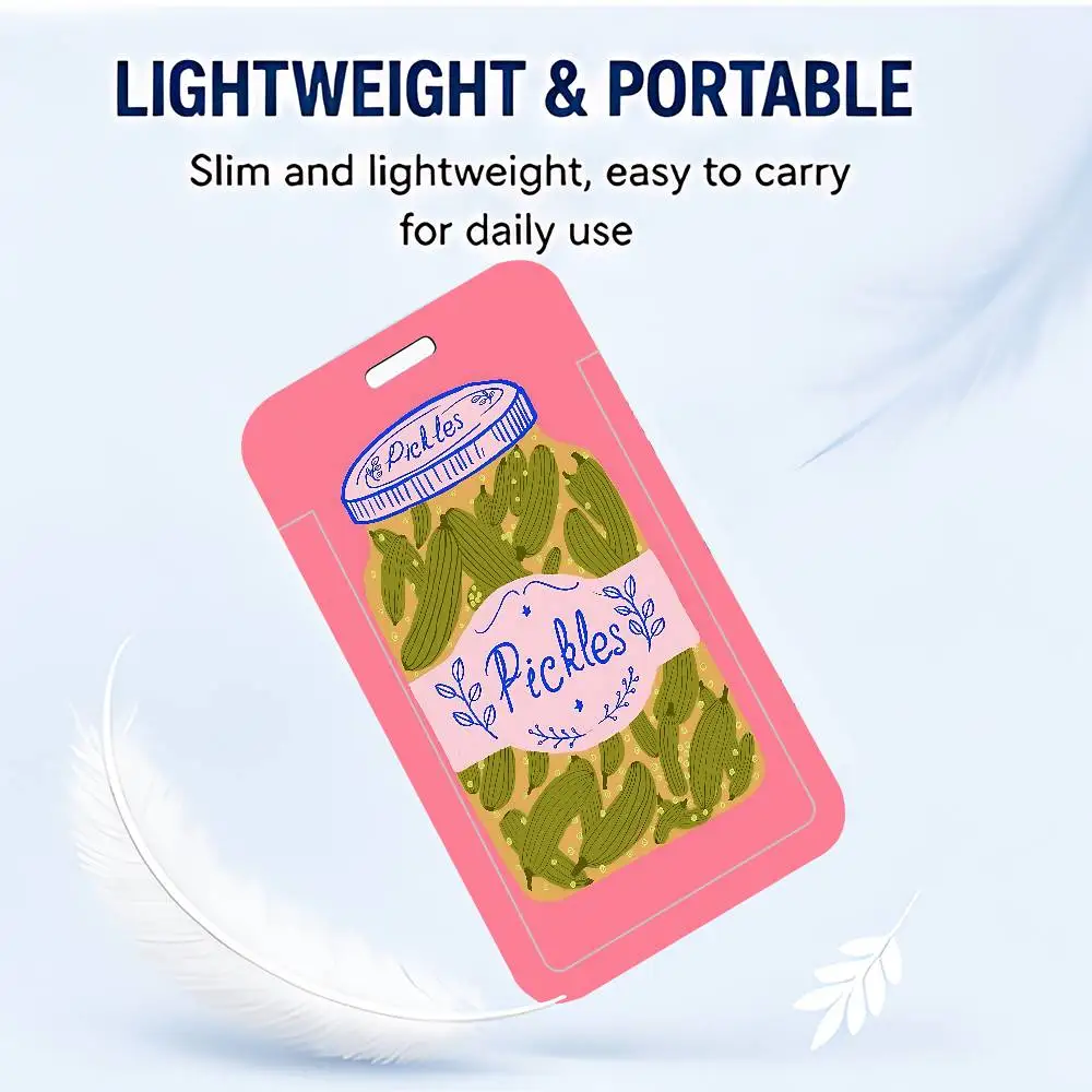 Suitable For Pickle Jar Collection ID Card Holder Cute Badge Holder PVC Card Cover With Clear Window For Student Office Bus Card