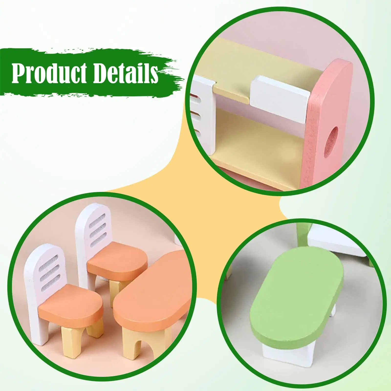 Juego de Muebles de Madera para Casa de Muñecas, Juego de Imitación, Modelo de Muebles Pequeños, Accesorios para Casa de Muñecas, Juguete para Navidad y Año Nuevo