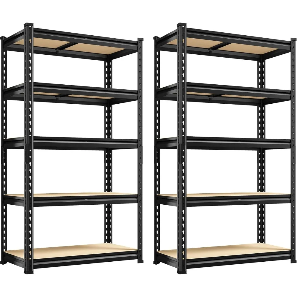 

Set of 2 Storage Shelves 5 Tier Garage Shelving Heavy Duty Adjustable Garage Shelves Load 2000LBS Metal, Storage Rack