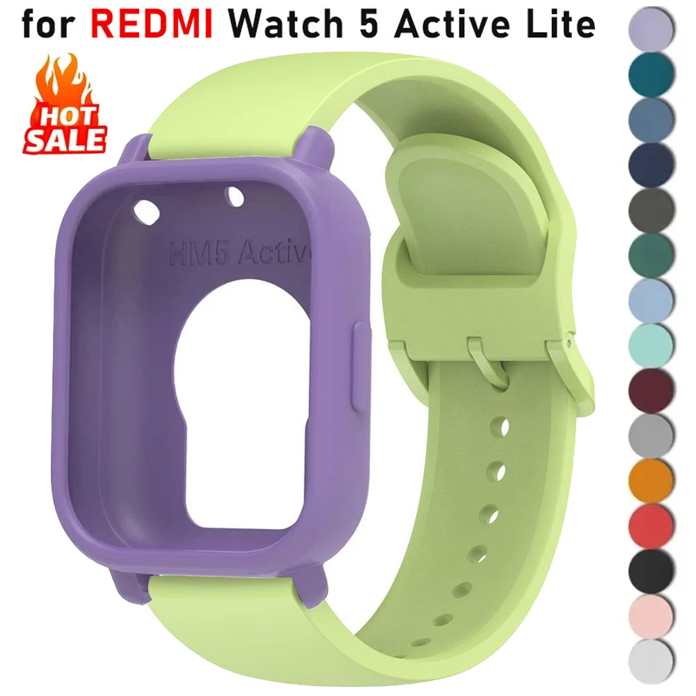 Silicone Case+Band For Redmi Watch 5 Active Strap Cover Correa Accessories For Redmi Watch 5 Lite Bracelet Sport Wristband