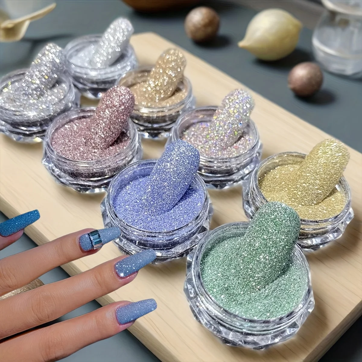 1/8 قطعة مانيكير مسحوق كريستال حجر الراين بريق لمسحوق اليابانية مسحوق تألق مطابقة جيل طلاء الأظافر مانيكير الملحقات #1