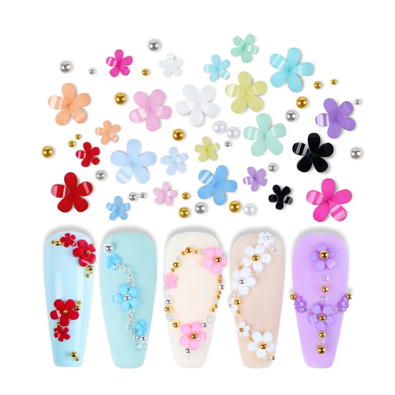 Beautiful Solid Color Resin Flatback Flower 3MM And 6MM Nail Art Rhinestone Diamond DIY Manicure Accessory 500Pcs