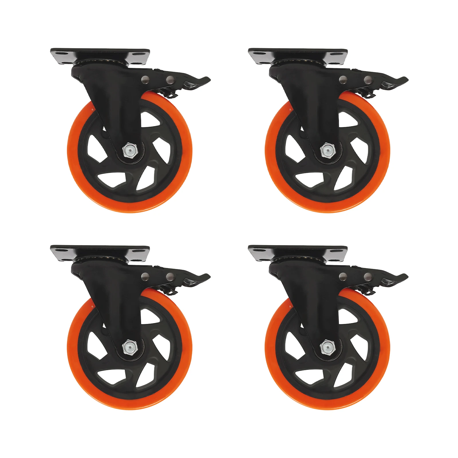 Heavy Duty Casters Set 4PCS 100kg Load Capacity Each, PU Wheels with Brake for Cart Trolley Workbench Industrial Use