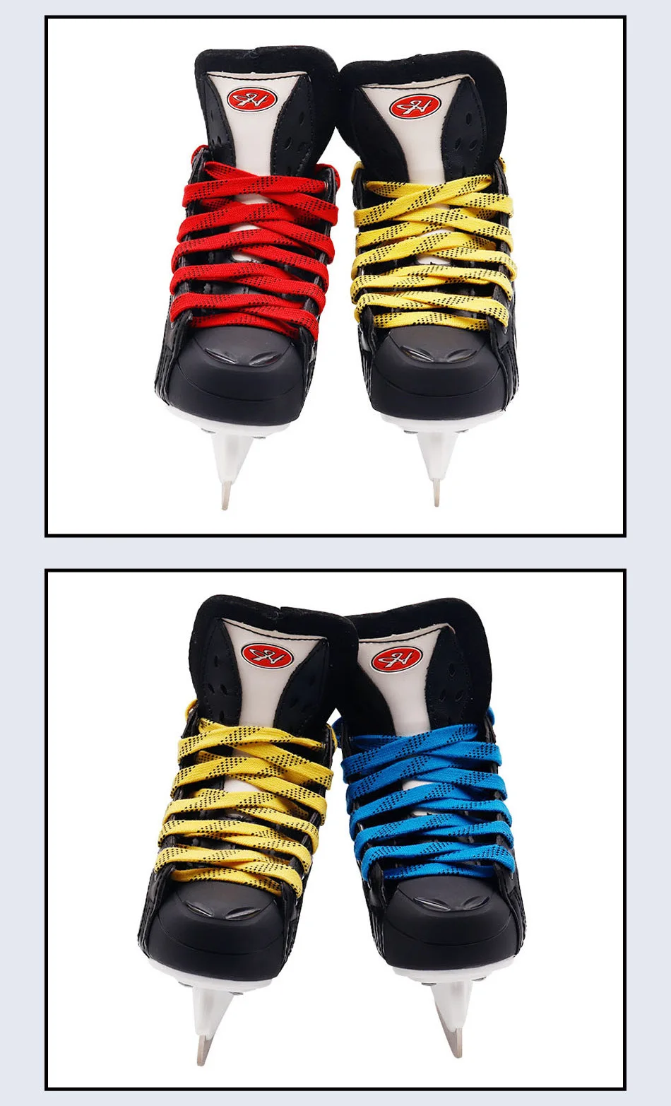 1Pair 10mm Flat Waxed Polyester Hockey Shoelaces 120/140/160/180/200cm | High Quality Mixed Colors, Tearproof for Hockey Skates