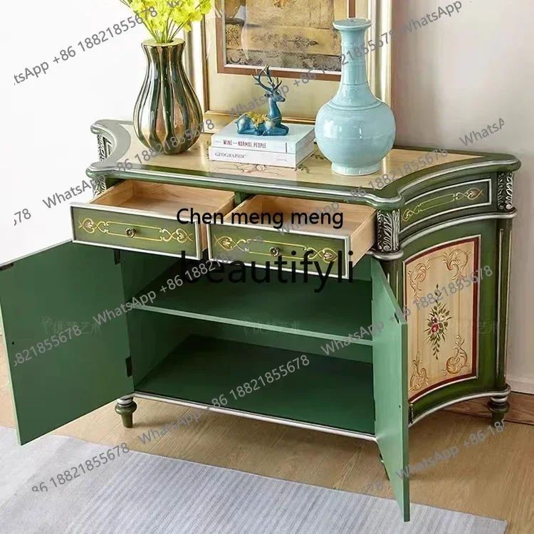 D178    American retro dining side cabinet double door bucket cabinet entrance painted decorative cabinet storage rack