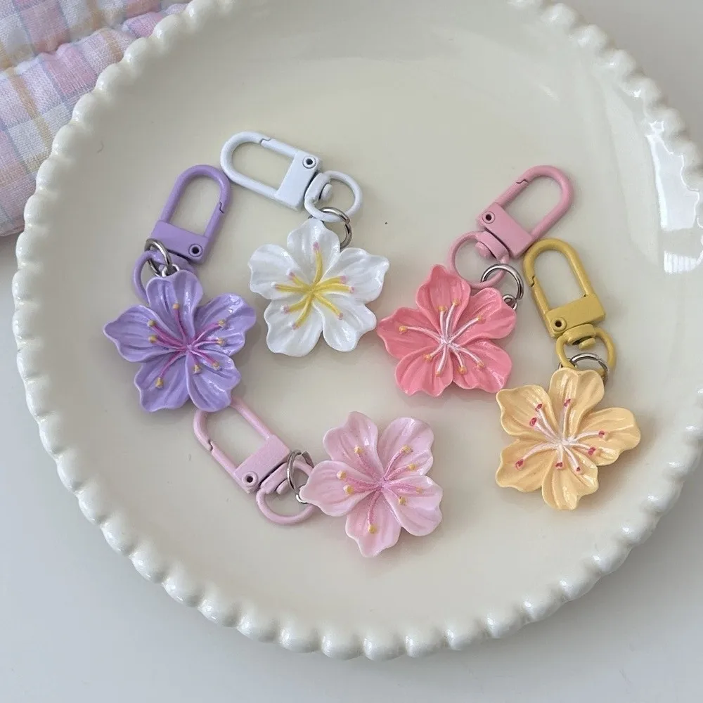 Novo colorido flor de cerejeira chaveiro flor de cerejeira doce saco pingente diy romântico chaveiro mochila decoração