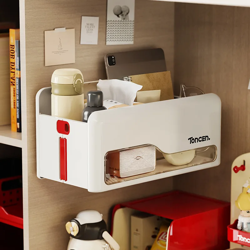 

Foldable No-Drill Wall Mount Desk Organizer Multi-Color Hanging Storage Box for Kitchen Living Room Bedside Office Storage Hook
