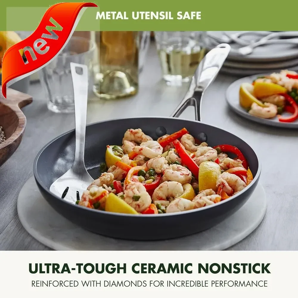 

New style Valencia Pro Hard Anodized Healthy Ceramic Nonstick 10" and 12" Frying Pan Skillet Set, PFAS-Free, Induction, Dishwash