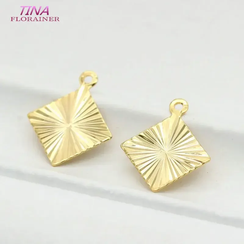 12MM 14K Gold Color Brass Rhombus Shape Charms Pendants High Quality Diy Jewelry Findings Accessories