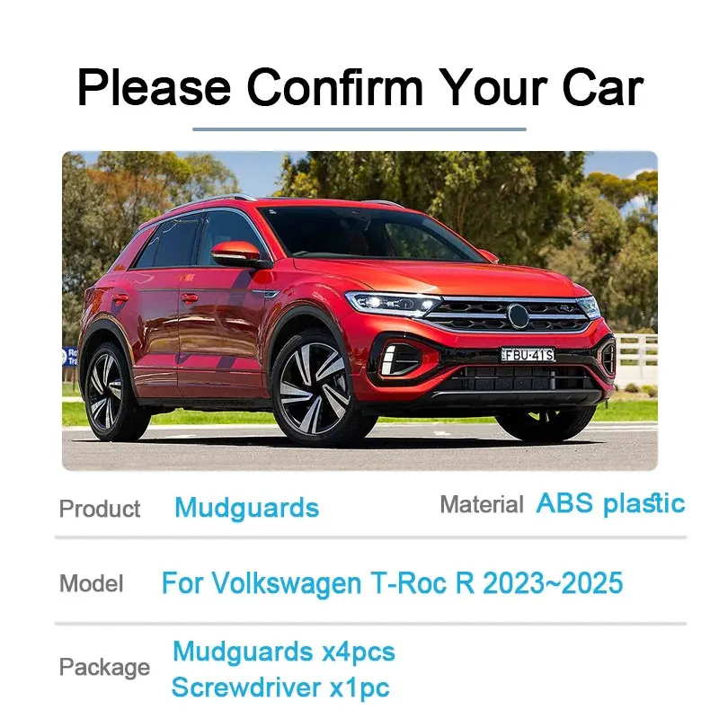 For Volkswagen VW T-Roc R 2023 2024 2025 4pcs Front Rear Mudguards Mud Wheel Protect Fender New Upgrade Mudflap Auto Accessories