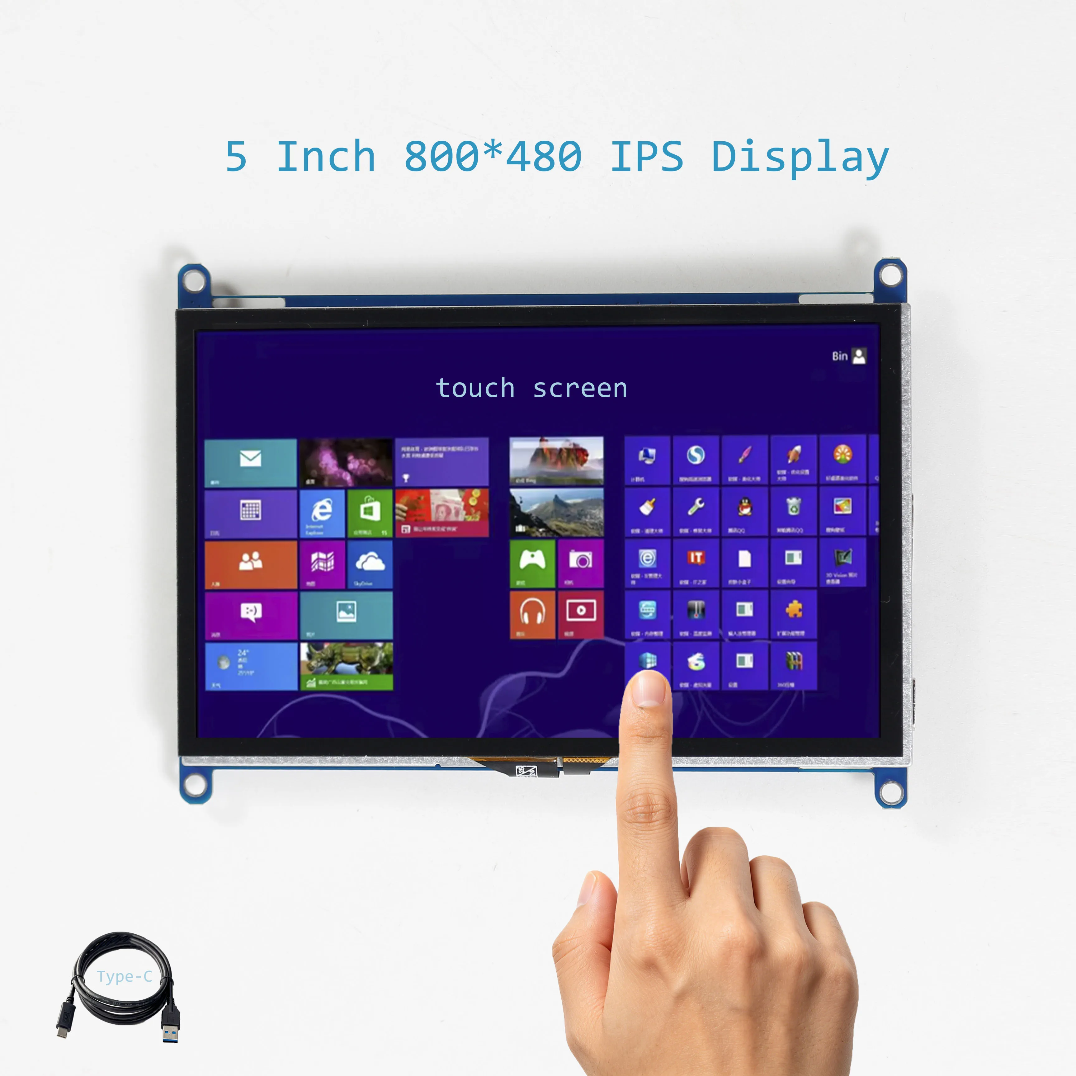 5 Inch 800*480 IPS Monitor USB Touch Control HDMI-compatible LCD Display Capacitive Touch Screen Panel For Raspberry Pi PC
