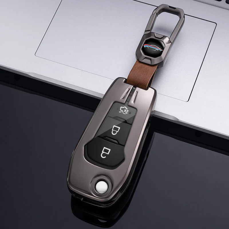 

Metal Car Remote Key Cover Case for Ford Fusion Fiesta Escort Mondeo Everest Ranger Figo Puma MK8 Shell Fob Protector Keychain