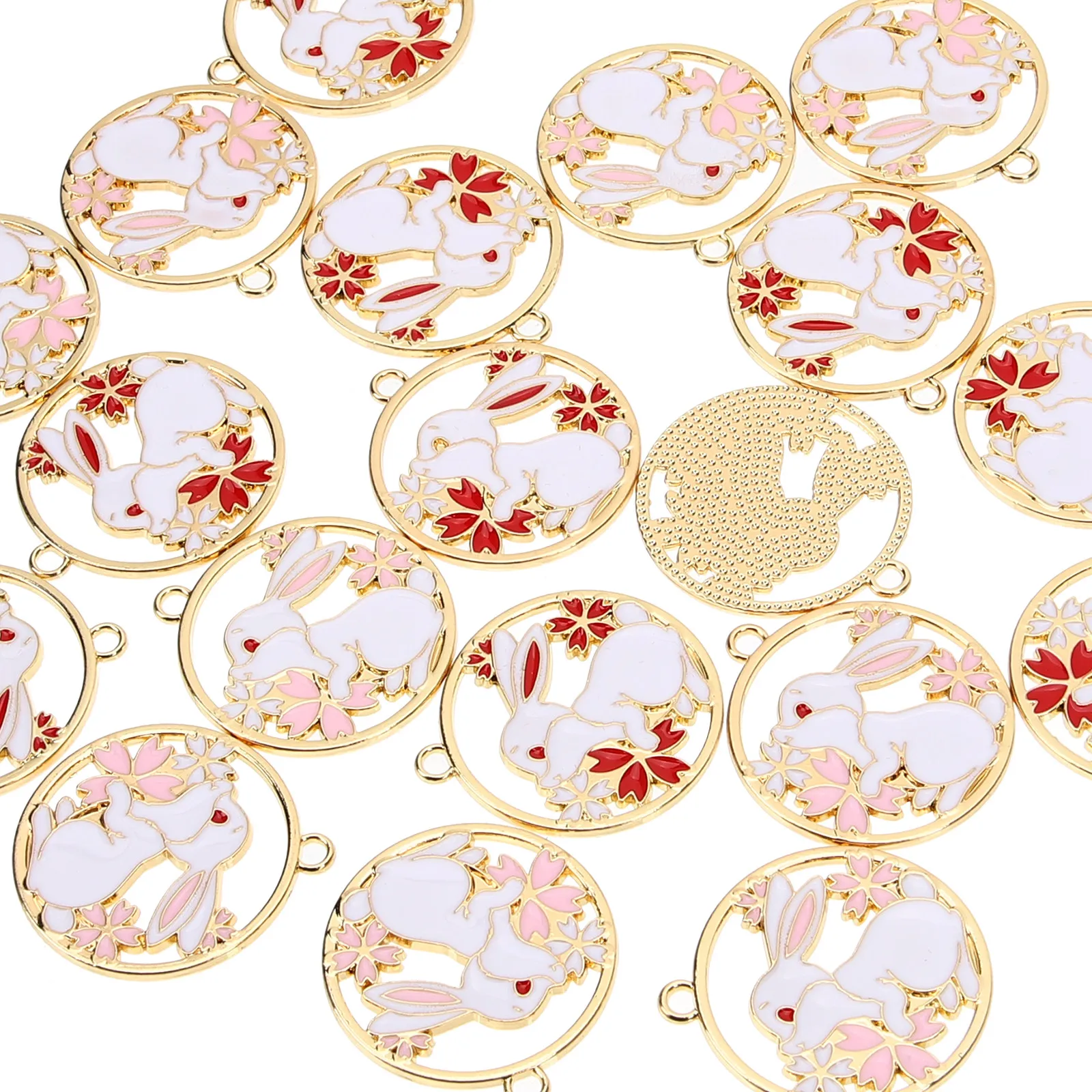 

20Pcs Bunny Charms Year of The Rabbit Pendant Jewelry Making Kit Easter Rabbit Charms for Bracelets Earrings Necklaces Keychains