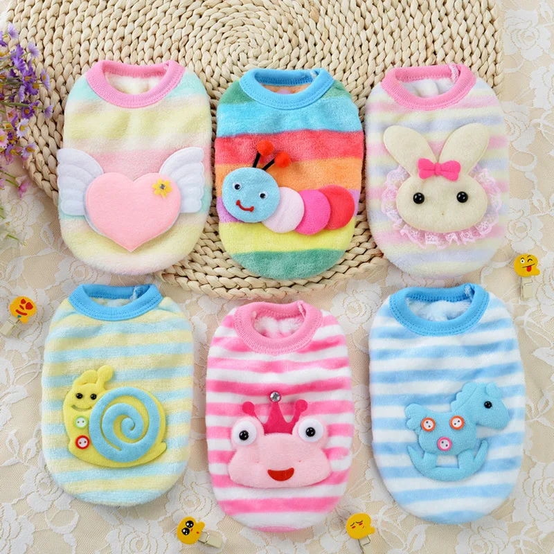 Autumn Winter Bunny Jacket Warm Fleece Small Animals Clothes for Rabbit Kitten Hamster Cute Print Pet Vest