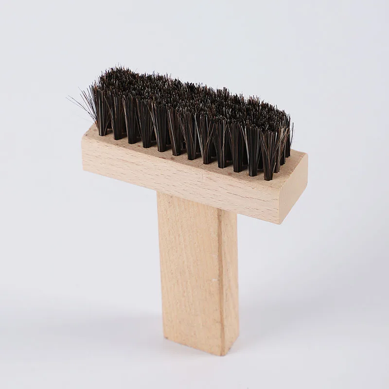 Multifunctional Shoe Care Tool Horsehair Shoe Brush for Cleaning And Polishing Leather Shoes Wooden Handle