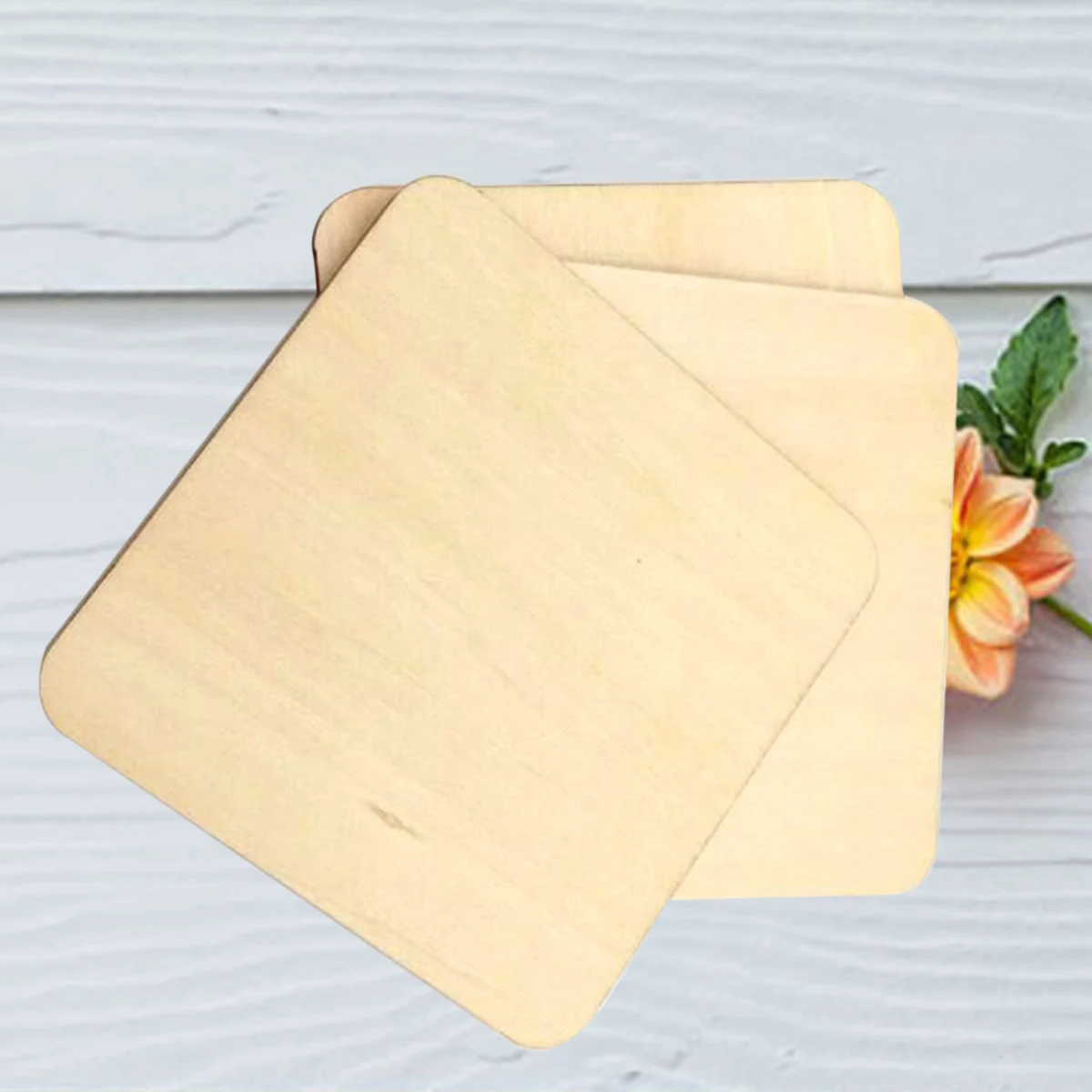 

24pcs Wood Coasters Square Cup Mats Glass Table Protector Non Slip Pad Moisture Resistant Easy Clean Use